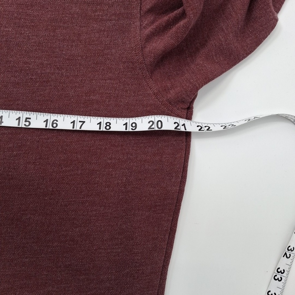 UNTUCKit DAO Polo Shirt Mens Medium Maroon Long Sleeve Heathered Cotton Blend - Picture 12 of 15